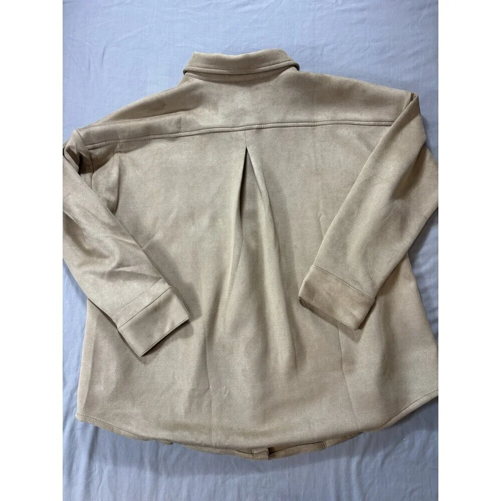 J Jill Womens Faux Suede Super Soft Stretch Shacket PL Petite Large L